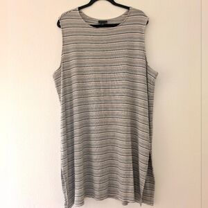 J. Jill Wearever Striped Ivory/White Neutral Slit Dress Size 2X Beach Coverup